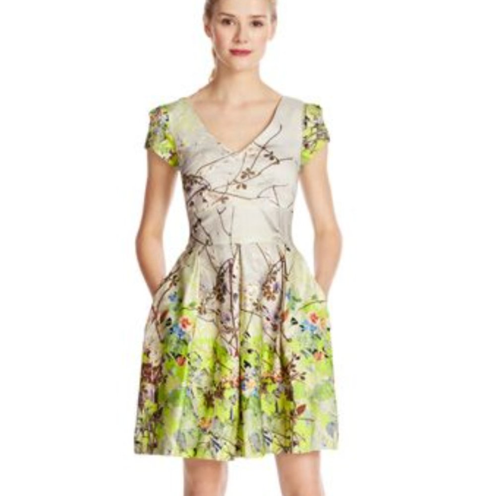 Almari Floral Border Dress by John Lewis in Lime